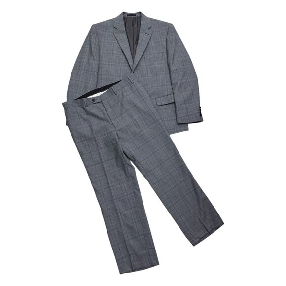 LAUREN RALPH LAUREN Check Pattern Gray Business Casual 2 Piece Blazer Suit 44S - Picture 2 of 10